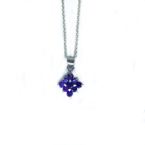 Amethyst mini sterling silver necklace