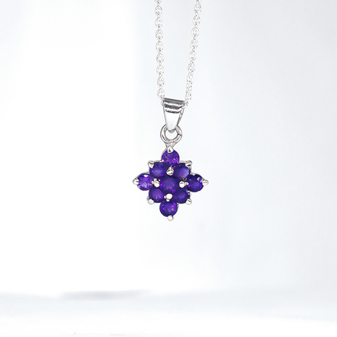 Amethyst mini sterling silver necklace