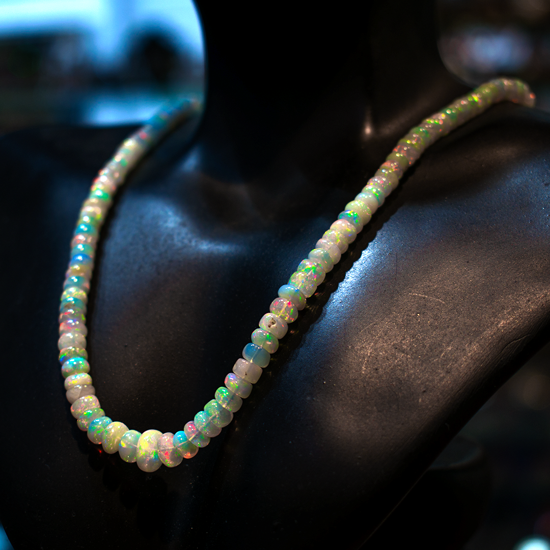 Opal Beads Necklace 16 inch