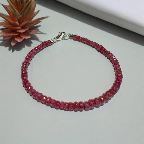 Natural Ruby Bracelet (3-4 mm Beads )