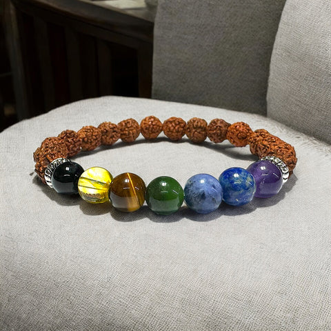 Rudraksha seven chakra bracelet