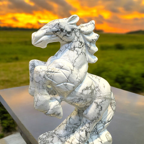 Rising Horse feng shui in Howlite Gemstone