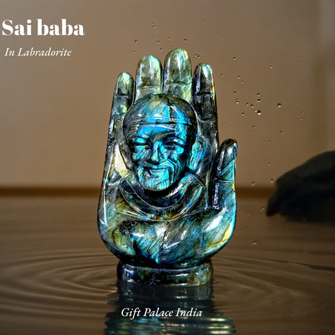 Sai Baba Murti- Labradorite Sculpture