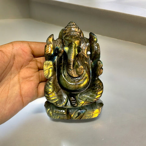 Ganesh Ji ~ Labradorite (Full Flash)