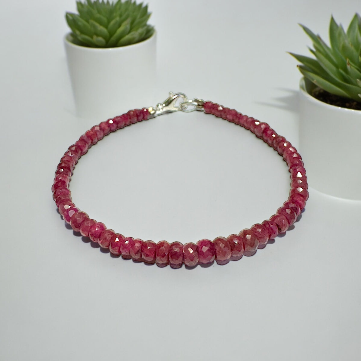 Natural Ruby Bracelet (3-4 mm Beads )