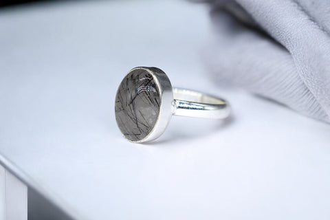 Black rutile Ring - Protection & Good Health