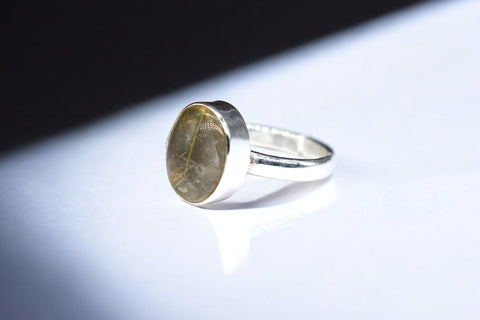 Golden rutile German Silver ring