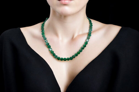 Green aventurine coin necklace