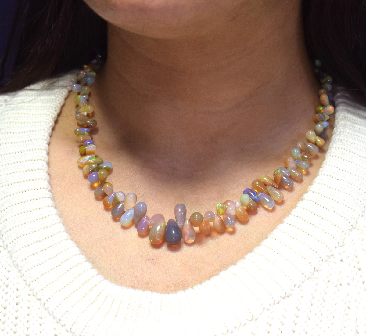 Ethiopian Opal Drops Necklace