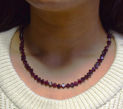 Square ~ Garnet Beads Necklace