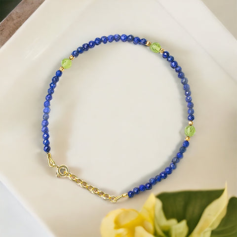 Lapis Lazuli & Peridot Bracelet For Success