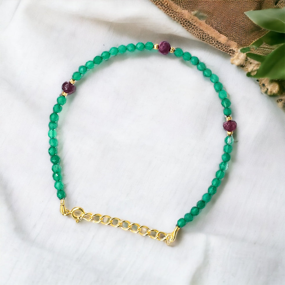 Green Onyx & Ruby Bracelet