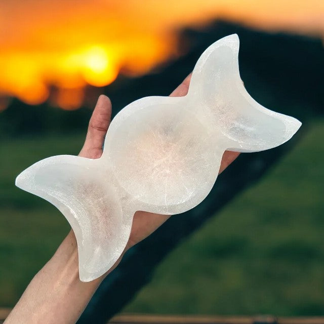 Selenite Triple moon Bowl