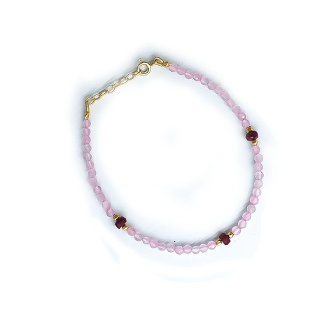 Rose Quartz + Ruby Bracelet