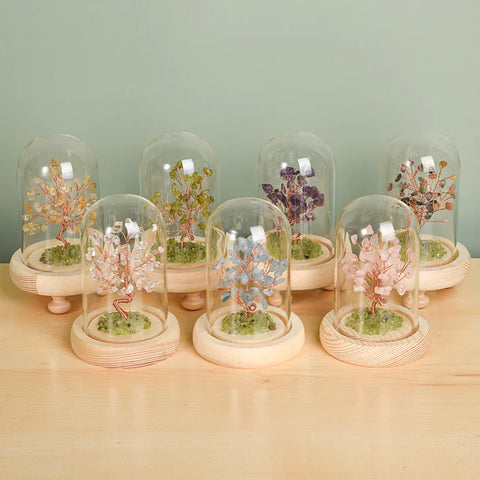 Mini Gemstone Trees in Glass Dome