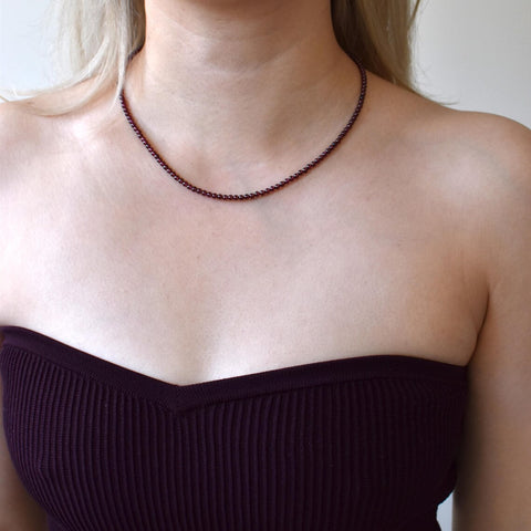 Minimilistic ~ Garnet Beads Necklace